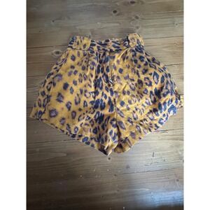 KIX X Leopard Print Linen High Waisted‎ Shorts Women S M